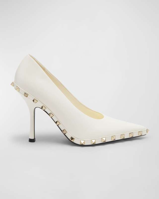 Rockstud Leather Stiletto Pumps